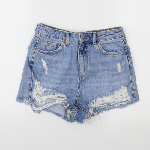 Topshop Womens Blue  Denim Mom Shorts Size 8 - Distressed