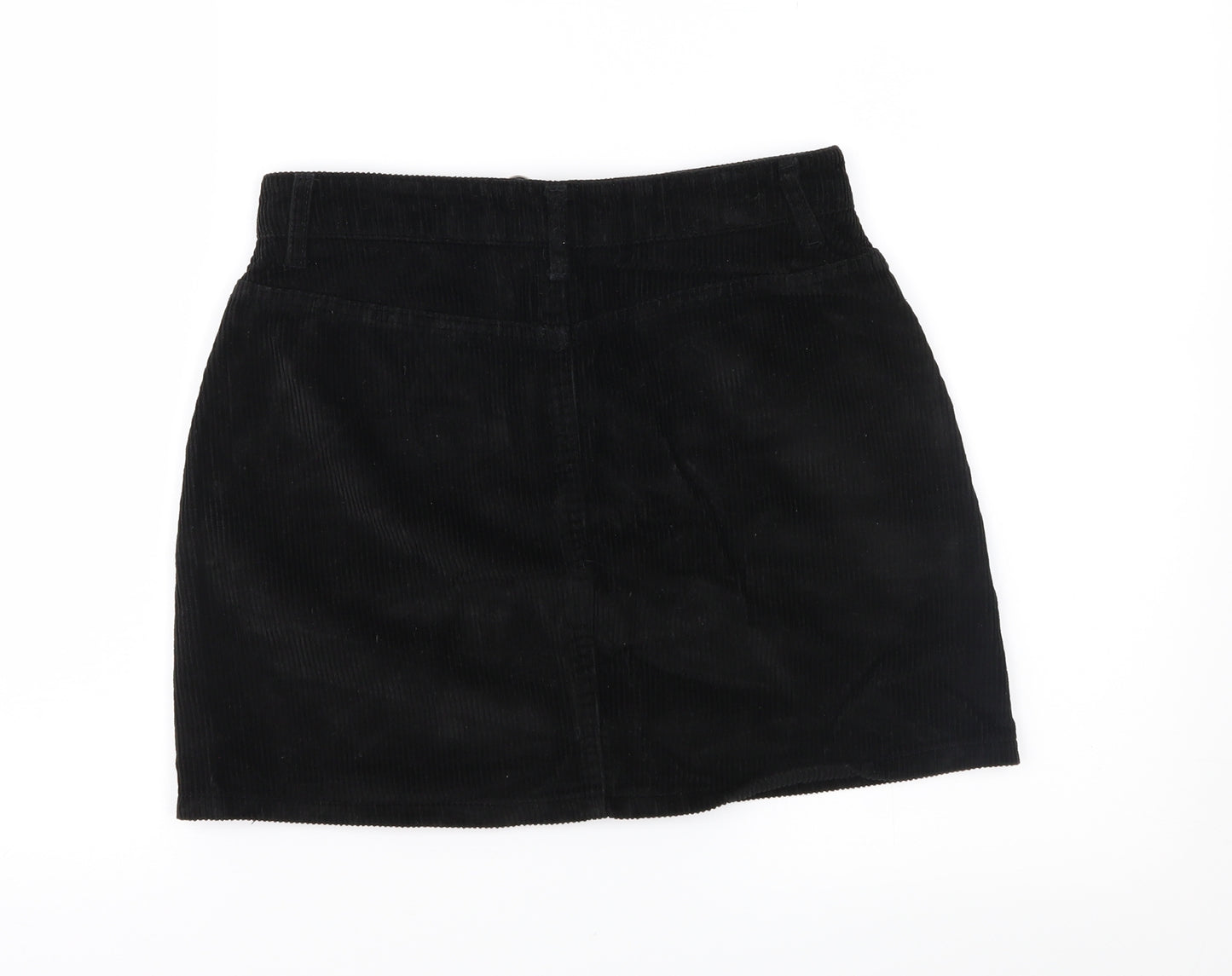 Topshop Womens Black  Corduroy A-Line Skirt Size 8