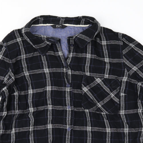 F&F Womens Blue Check  Basic Blouse Size 12