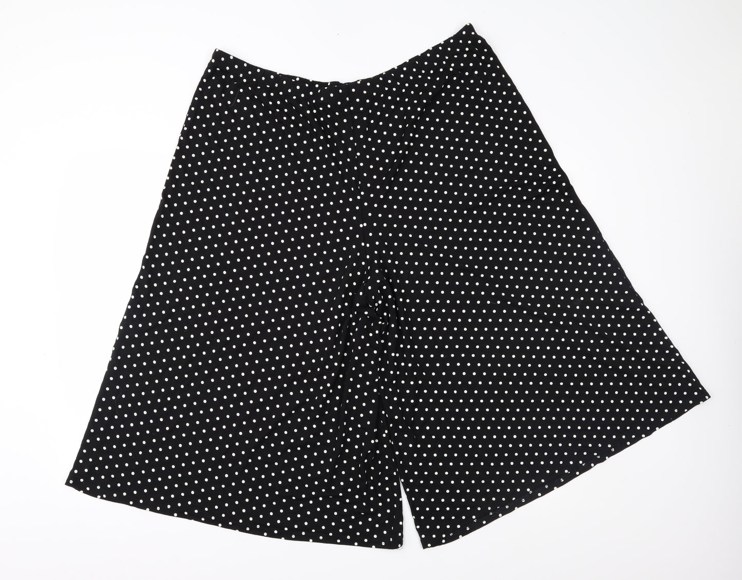 Yours Womens Black Polka Dot Jersey Culotte Shorts Size 22
