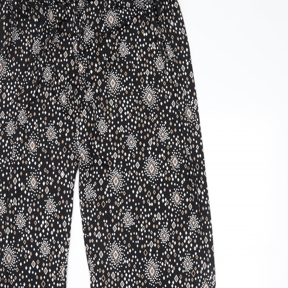 Preworn Womens Black Geometric  Trousers  Size L L27 in