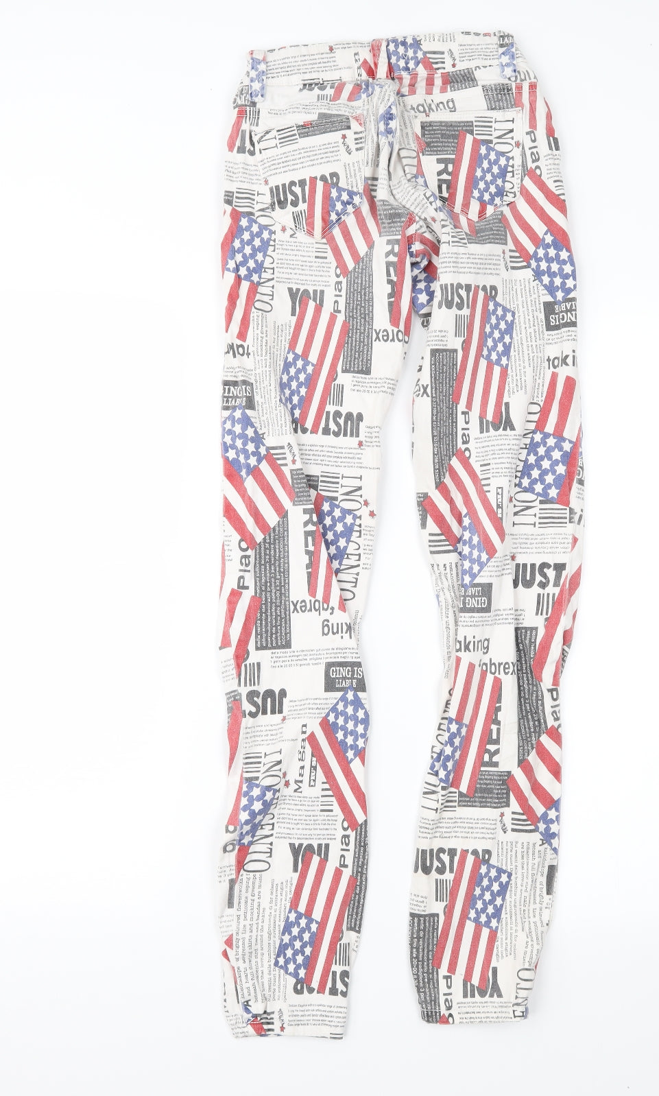 Toxik3 Womens White Geometric Denim Skinny Jeans Size 6 L29 in