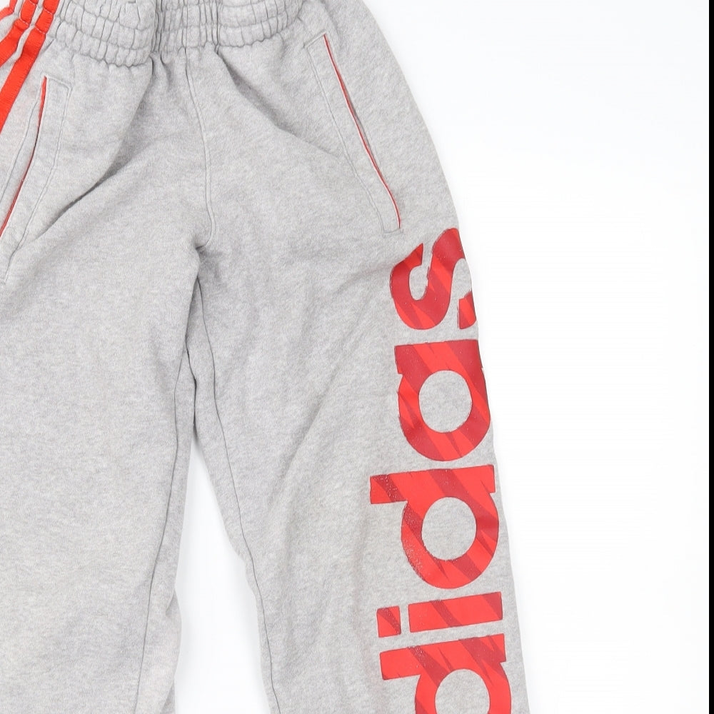 adidas Boys Grey Geometric  Jogger Trousers Size 7-8 Years
