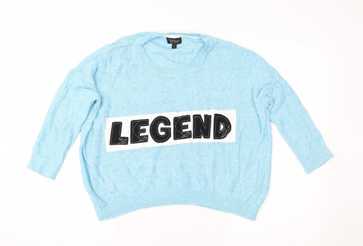 Topshop Womens Blue Knit Pullover Jumper Size 8