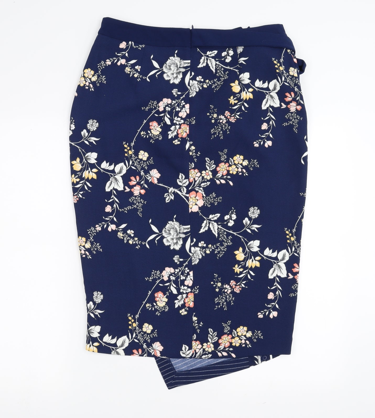 Oasis Womens Blue Floral  Straight & Pencil Skirt Size 12  - Tie waist