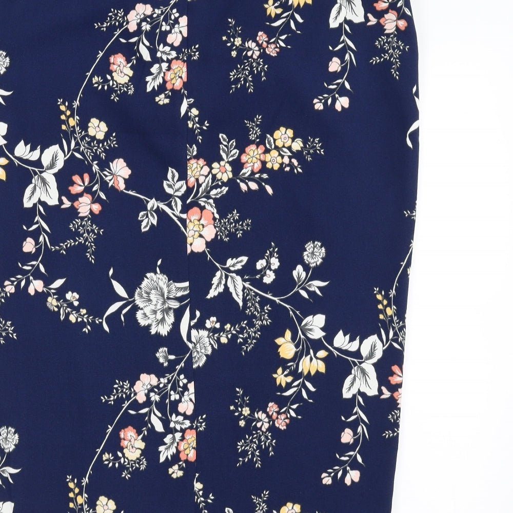 Oasis Womens Blue Floral  Straight & Pencil Skirt Size 12  - Tie waist