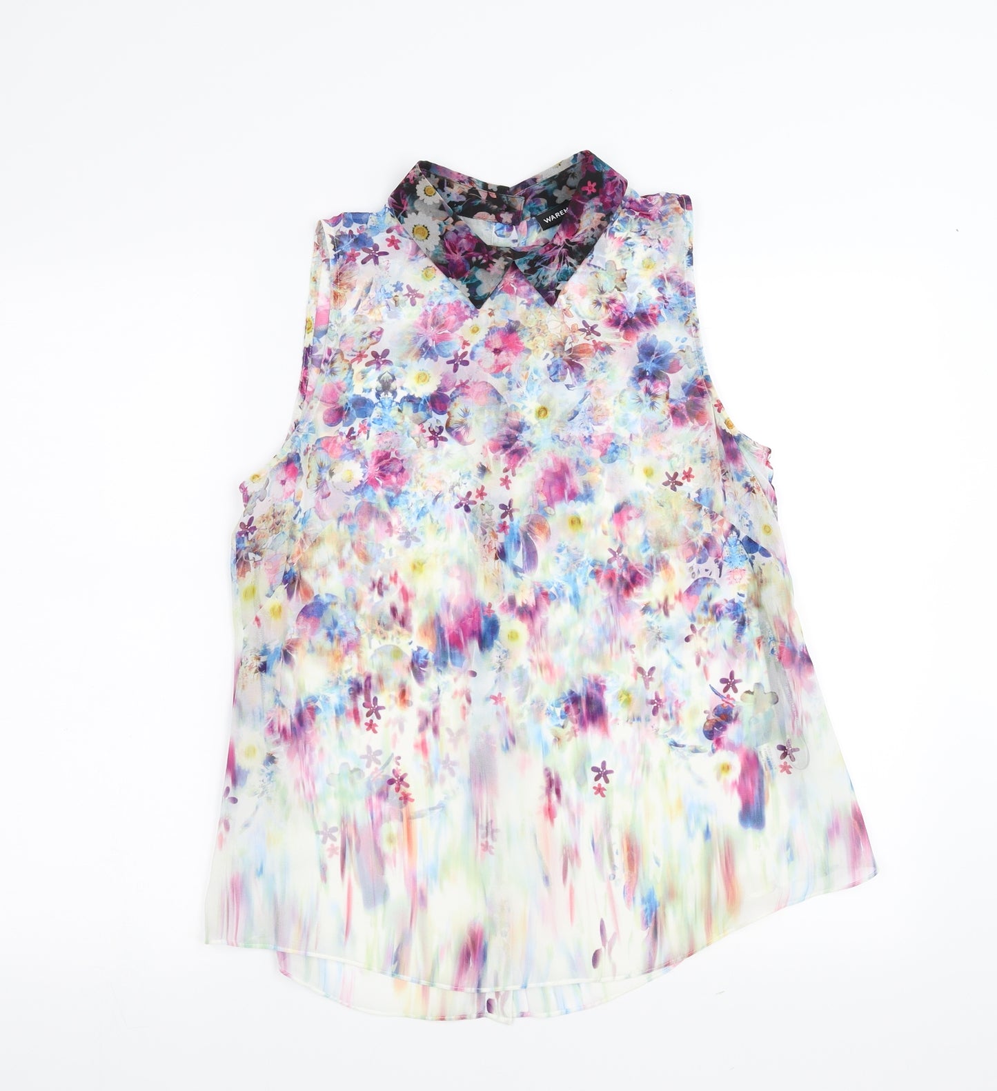 Warehouse Womens Multicoloured Floral  Basic Blouse Size 12  - sheer
