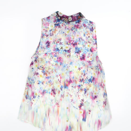 Warehouse Womens Multicoloured Floral  Basic Blouse Size 12  - sheer