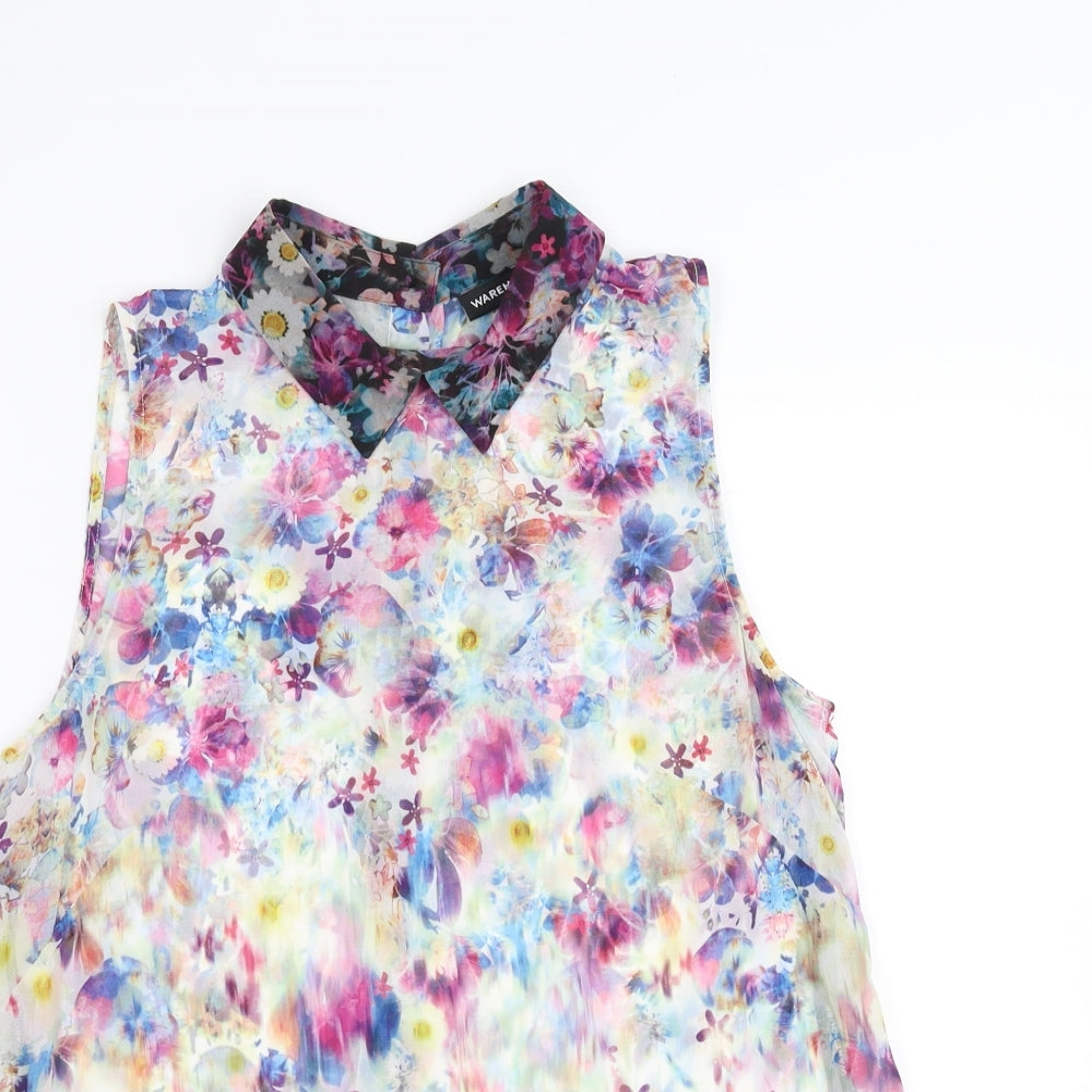 Warehouse Womens Multicoloured Floral  Basic Blouse Size 12  - sheer