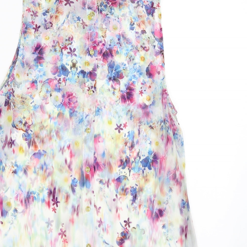 Warehouse Womens Multicoloured Floral  Basic Blouse Size 12  - sheer