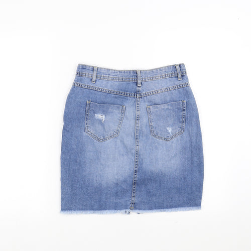 PARISIAN SIGNATURE Womens Blue  Denim Straight & Pencil Skirt Size 8  - distressed