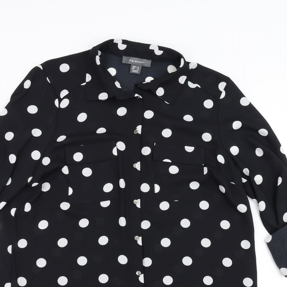 Primark Womens Black Polka Dot  Basic Blouse Size 12