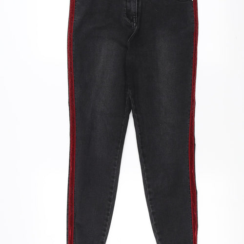Matalan Womens Black  Denim Skinny Jeans Size 12 L26 in - velvet stripe