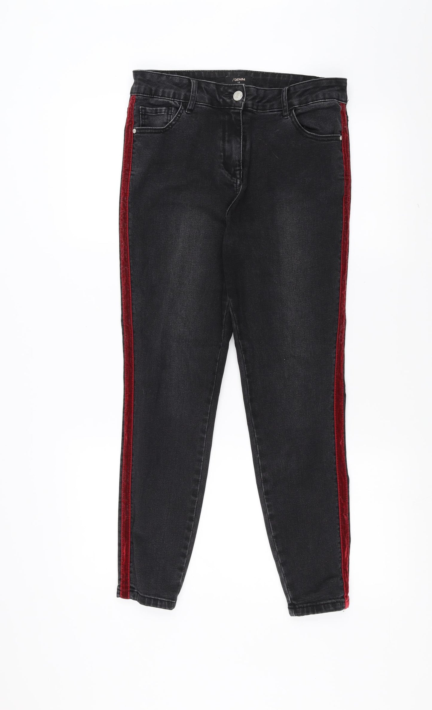 Matalan Womens Black  Denim Skinny Jeans Size 12 L26 in - velvet stripe