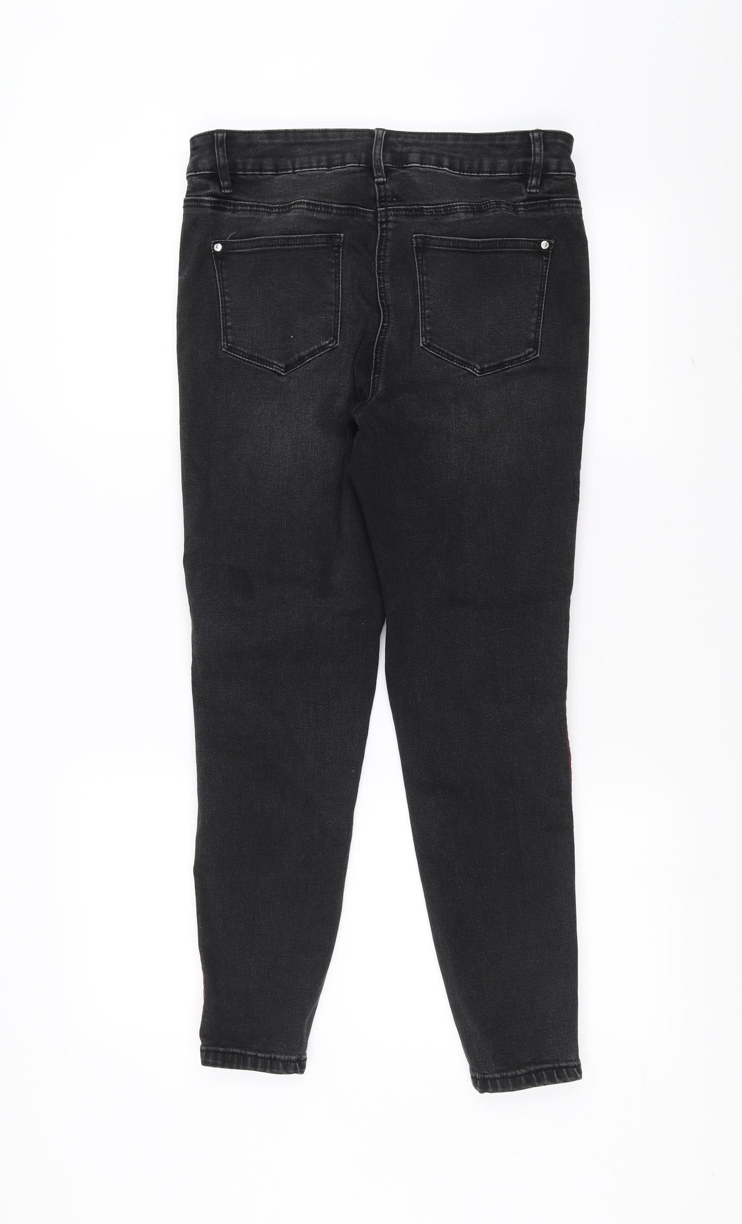 Matalan Womens Black  Denim Skinny Jeans Size 12 L26 in - velvet stripe
