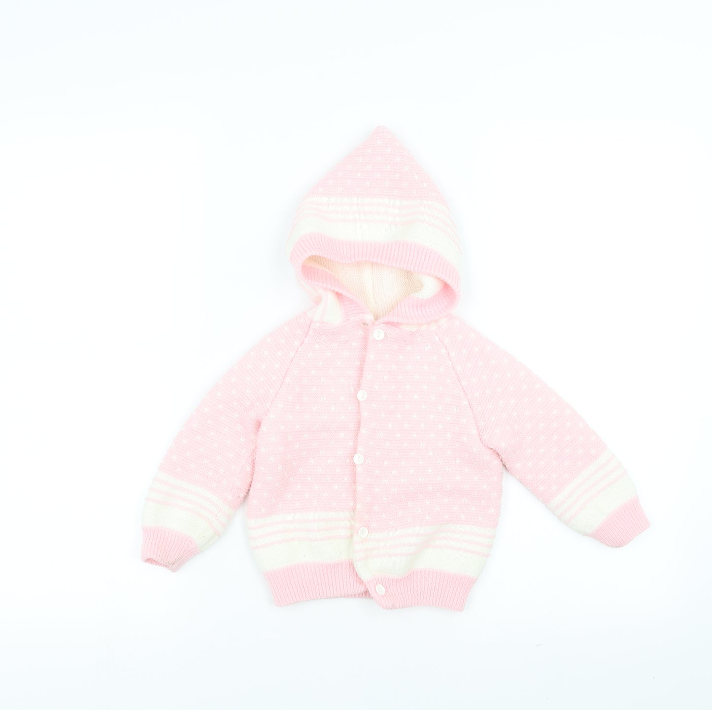 BHS Girls Pink   Cardigan Jumper Size 12-18 Months  - hooded
