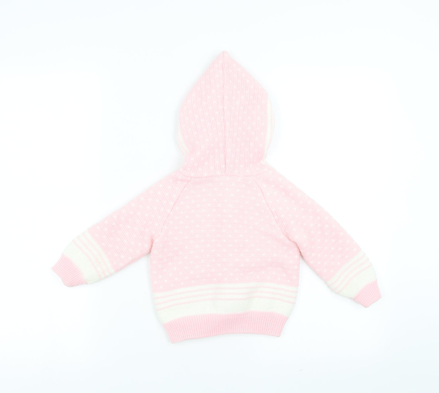 BHS Girls Pink   Cardigan Jumper Size 12-18 Months  - hooded