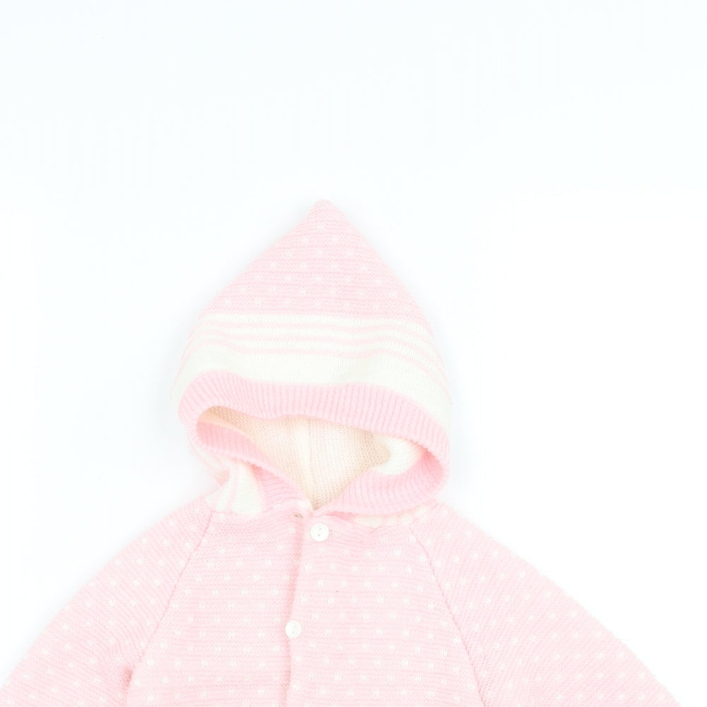 BHS Girls Pink   Cardigan Jumper Size 12-18 Months  - hooded