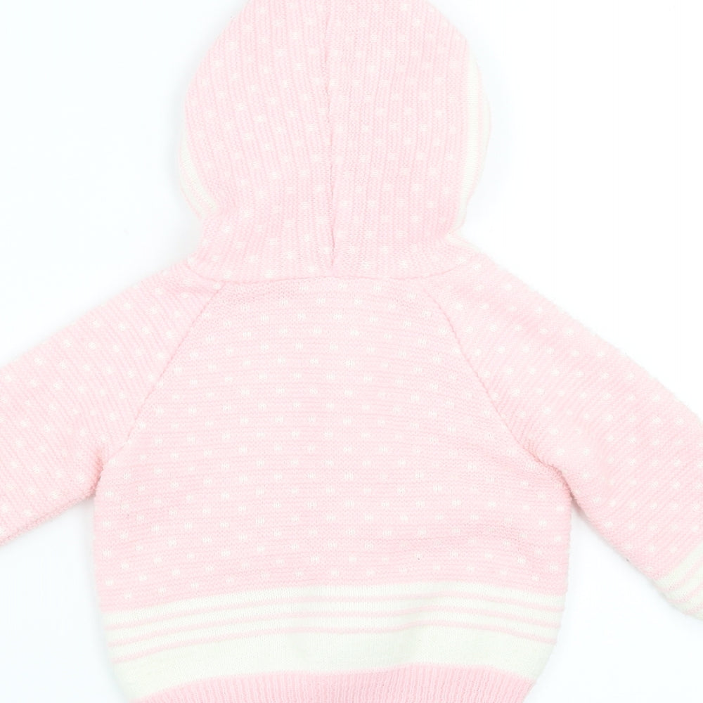 BHS Girls Pink   Cardigan Jumper Size 12-18 Months  - hooded