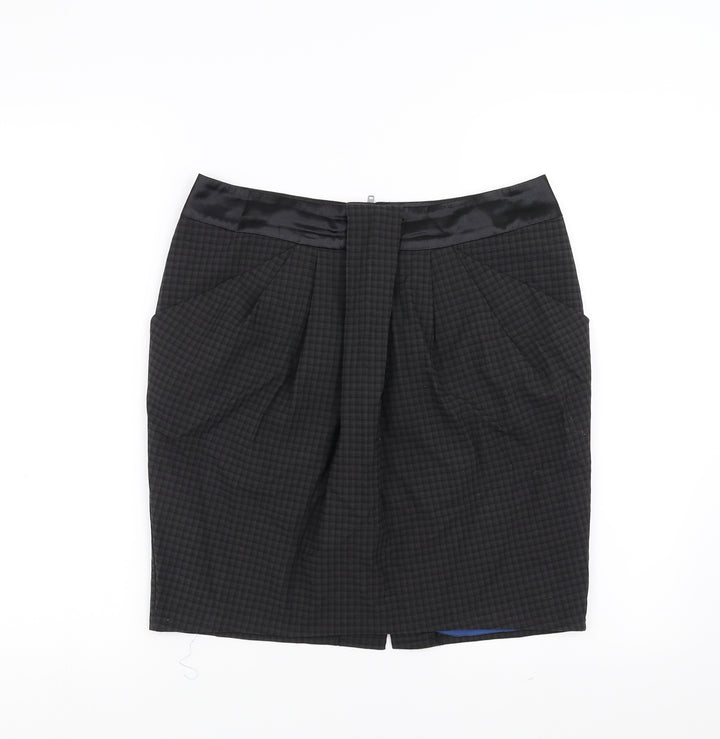 NEXT Womens Black Check  Straight & Pencil Skirt Size 10
