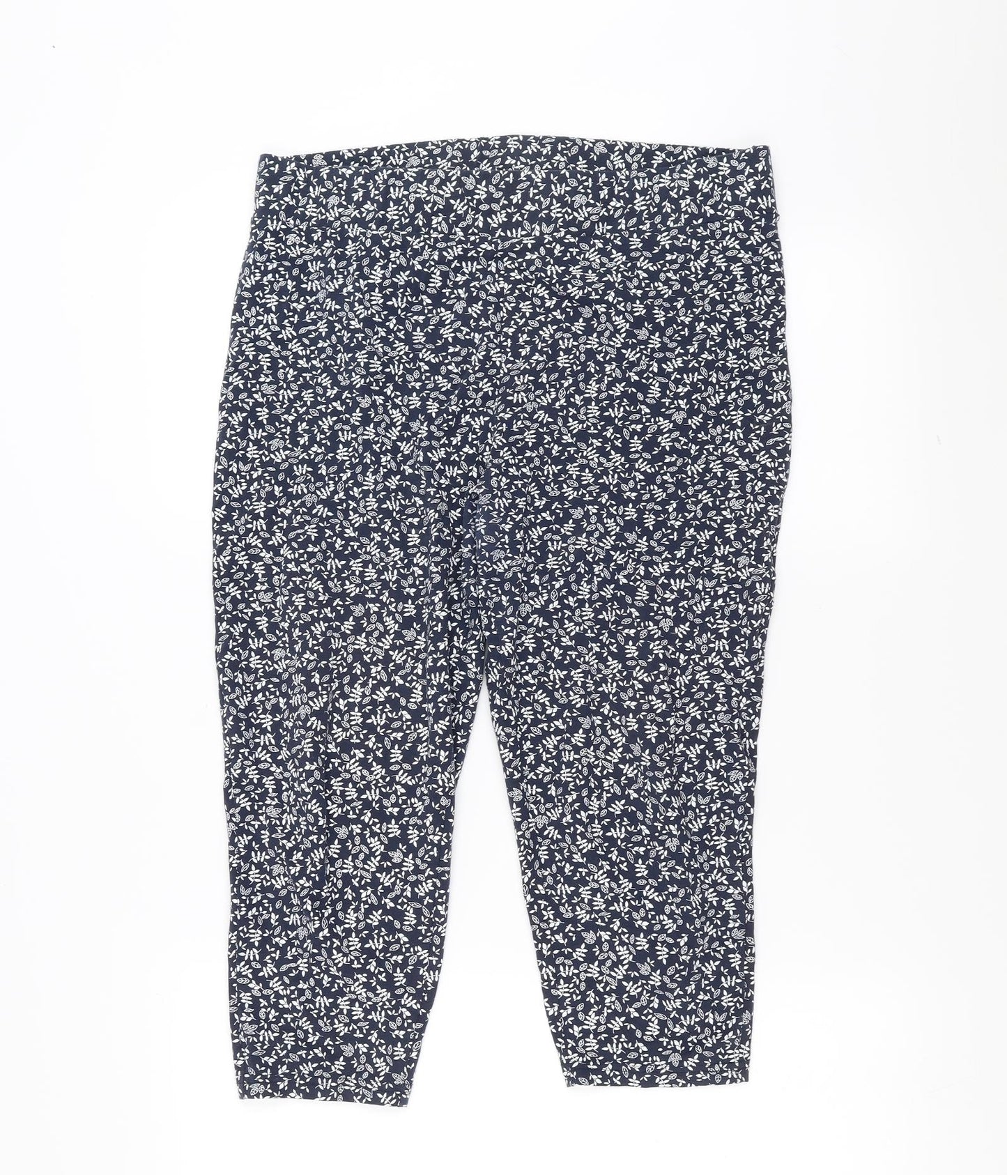 Bonmarché Womens Blue Floral  Cropped Leggings Size 16 L20 in