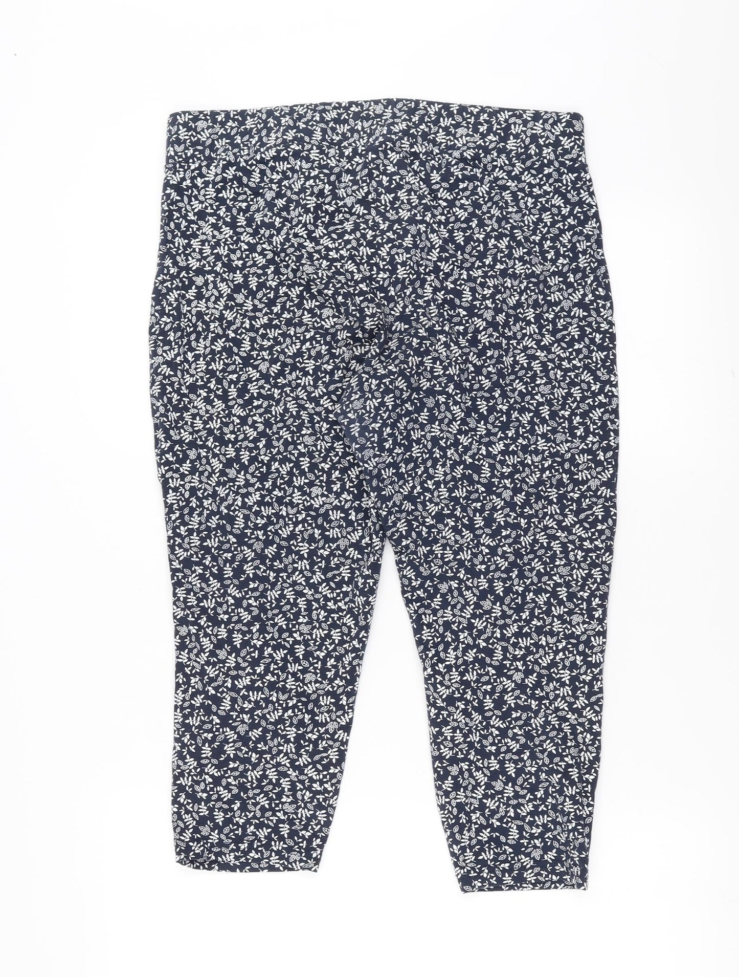 Bonmarché Womens Blue Floral  Cropped Leggings Size 16 L20 in