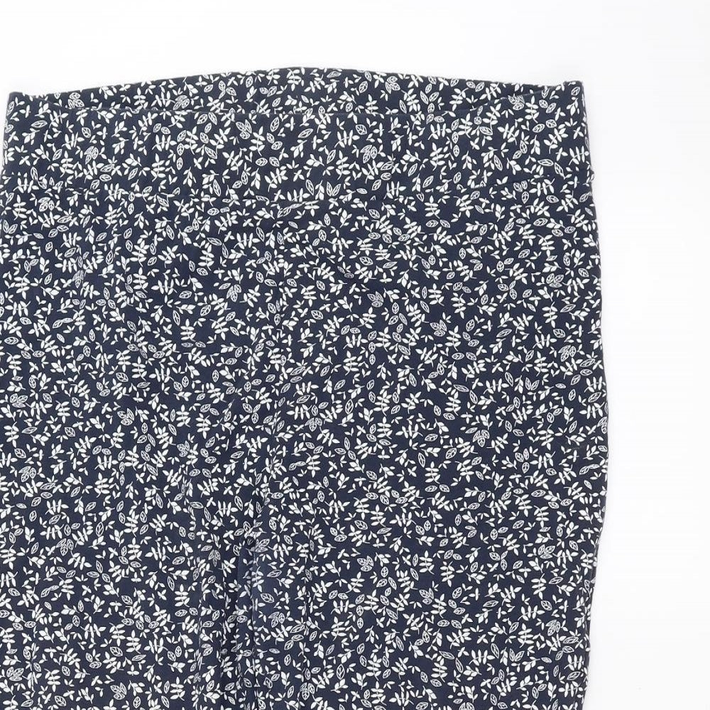 Bonmarché Womens Blue Floral  Cropped Leggings Size 16 L20 in