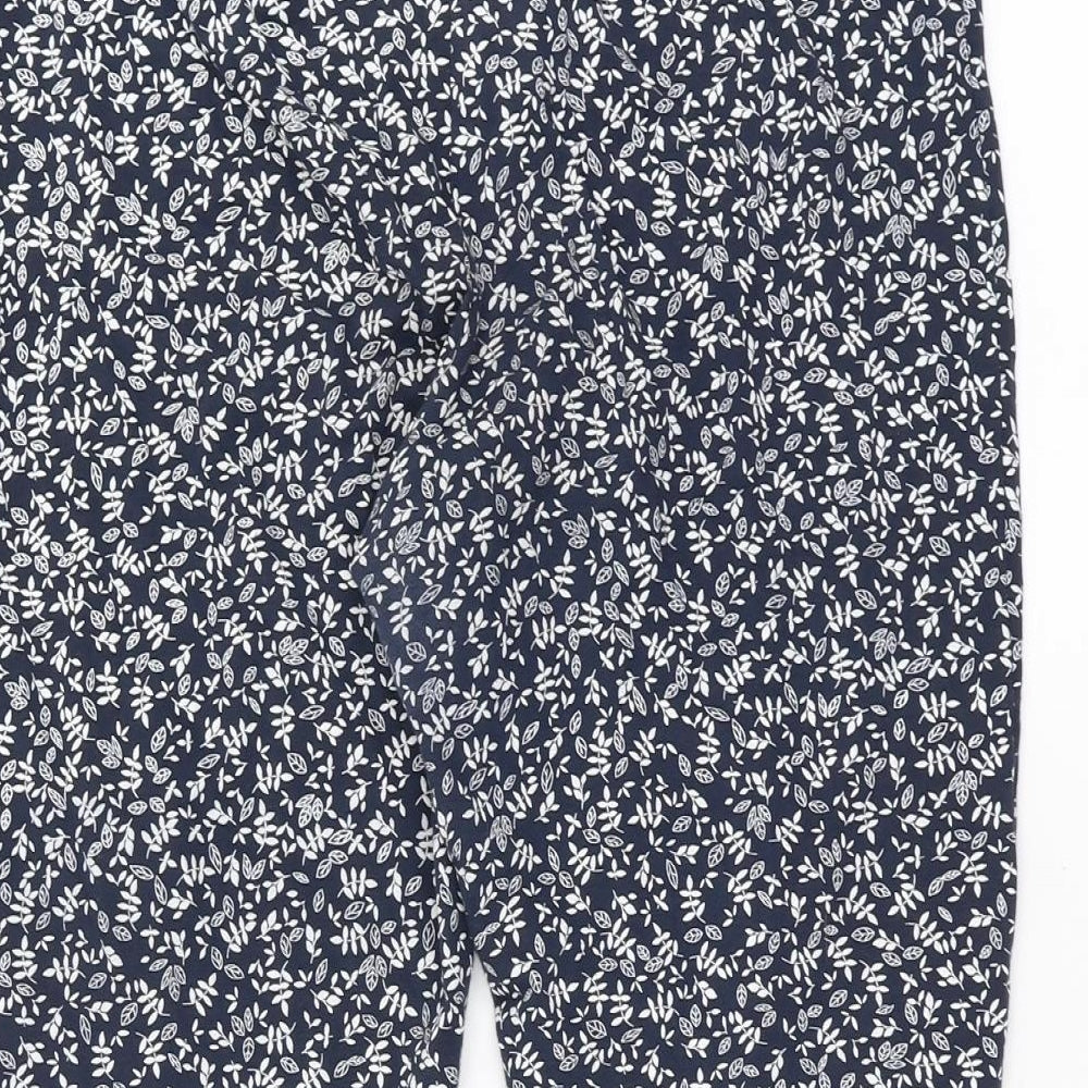 Bonmarché Womens Blue Floral  Cropped Leggings Size 16 L20 in
