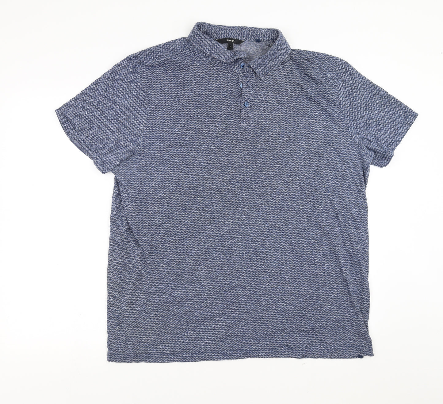 George Mens Blue Geometric   Polo Size XL