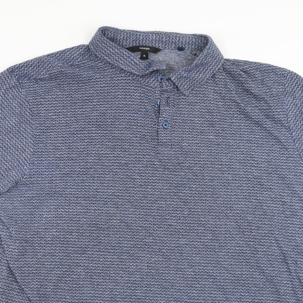 George Mens Blue Geometric   Polo Size XL