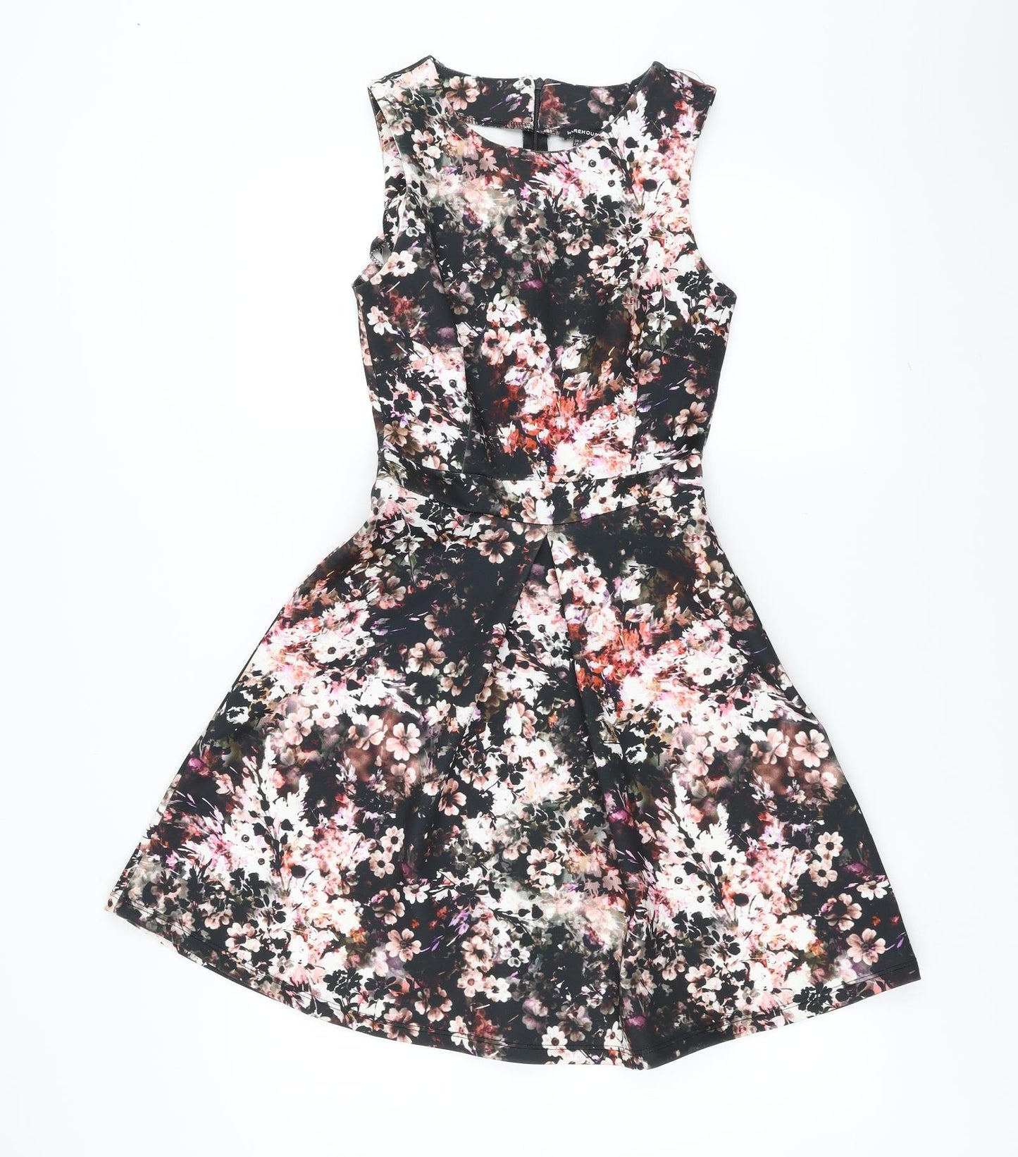 Warehouse Womens Black Floral  Fit & Flare  Size 6