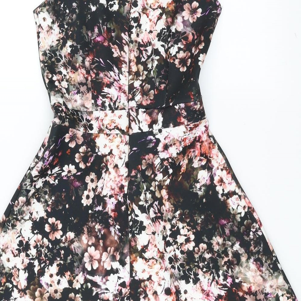 Warehouse Womens Black Floral  Fit & Flare  Size 6