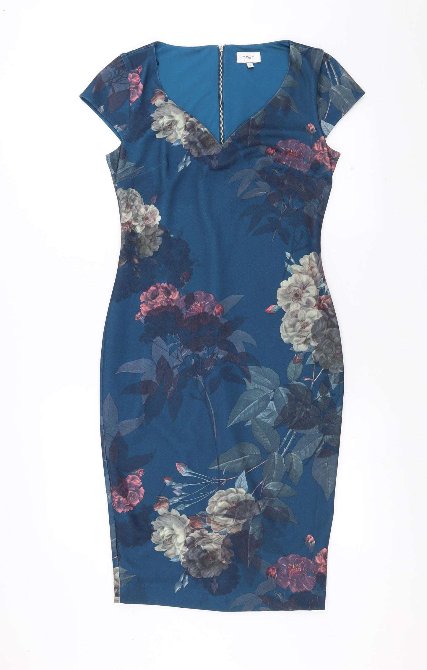 NEXT Womens Blue Floral  Pencil Dress  Size 8
