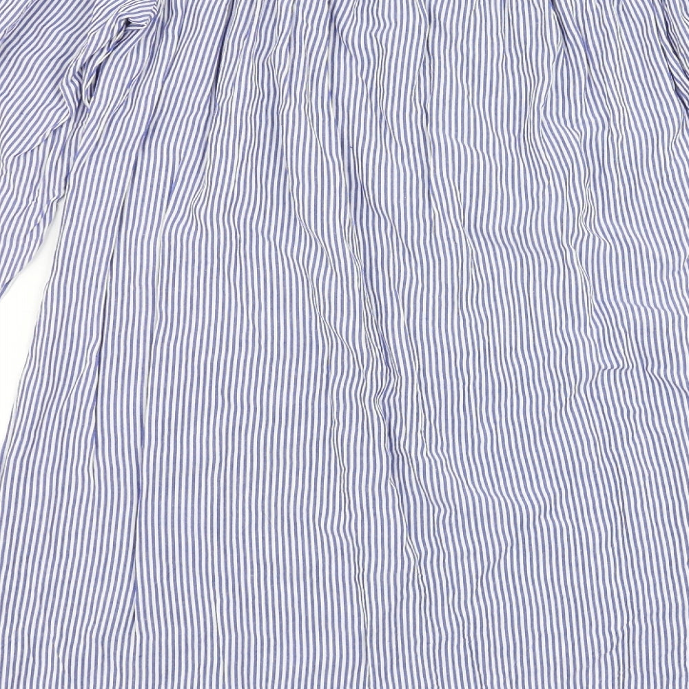 Papaya Womens Blue Striped  Shift  Size 12  - Embroidered