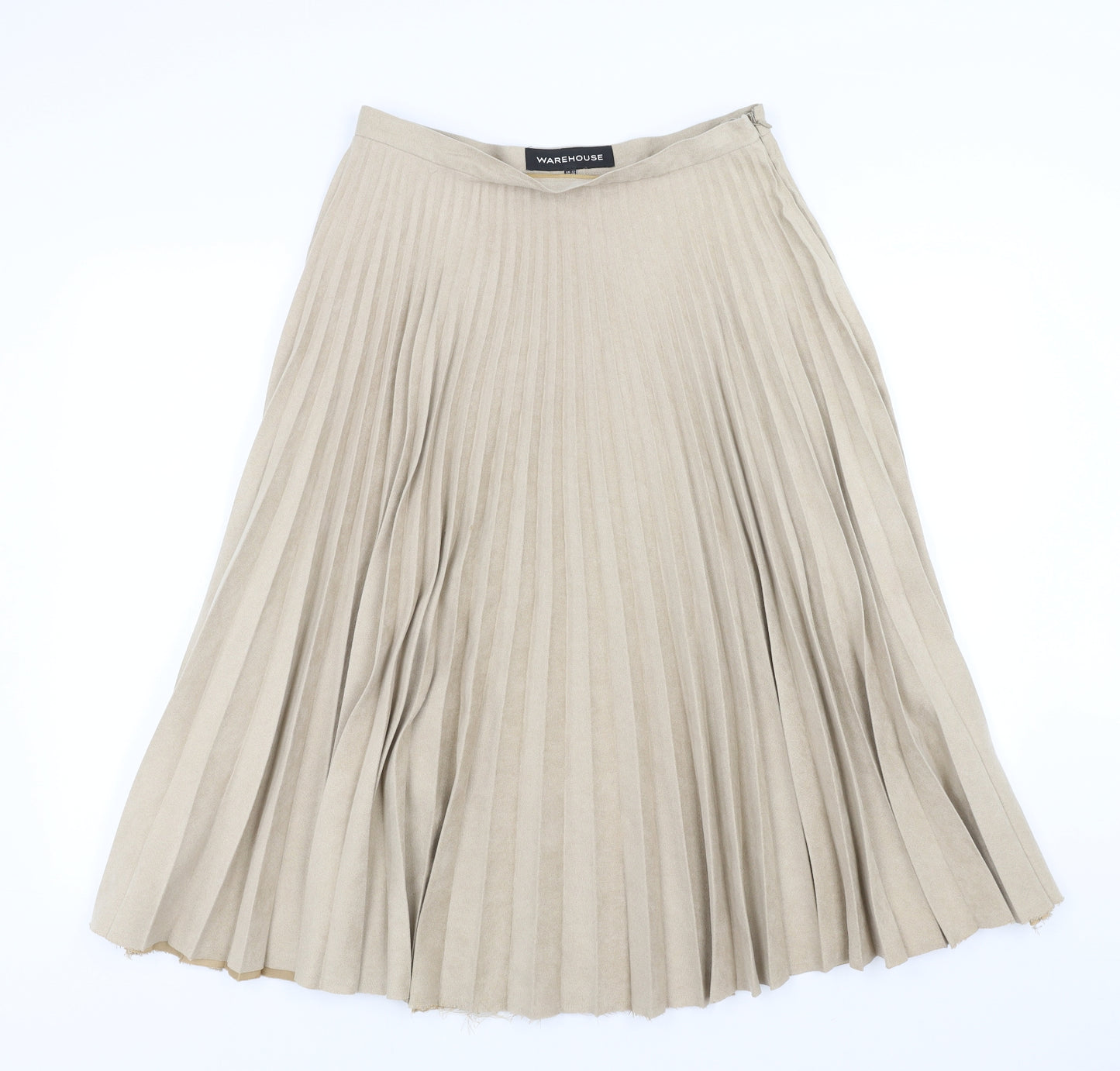 Warehouse Womens Beige   A-Line Skirt Size 12  - pleated