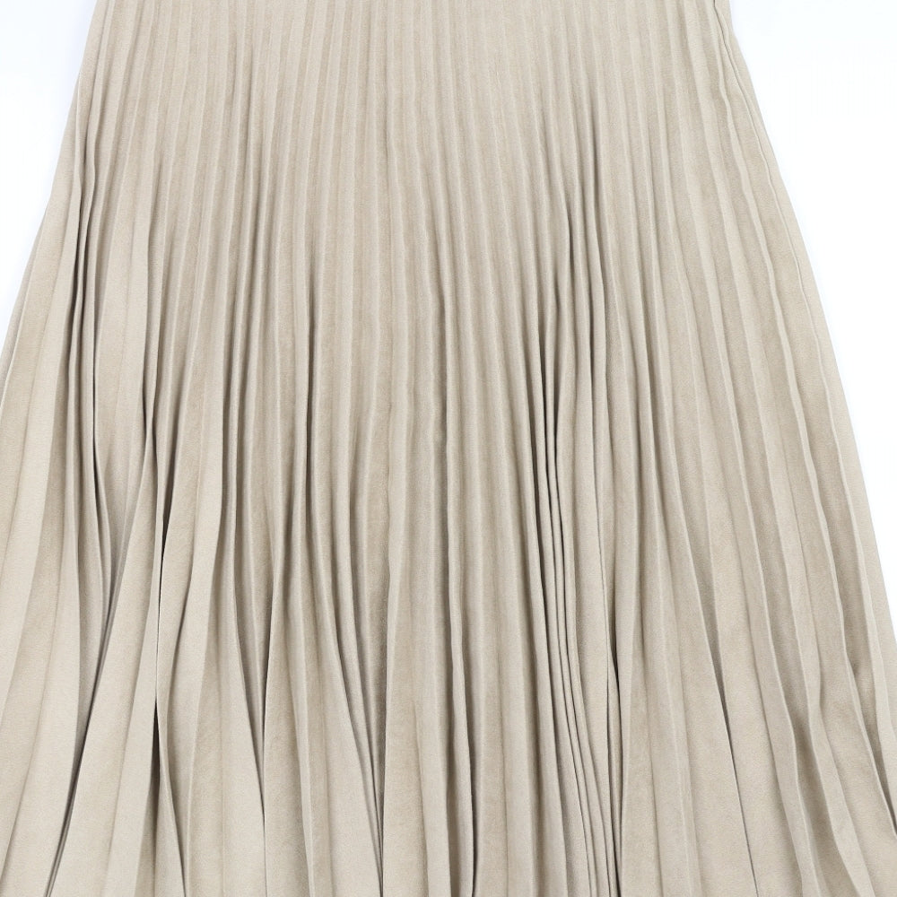 Warehouse Womens Beige   A-Line Skirt Size 12  - pleated