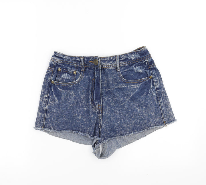 Blonde & Blonde Womens Blue Denim Hot Pants Shorts Size 10 - distressed hem