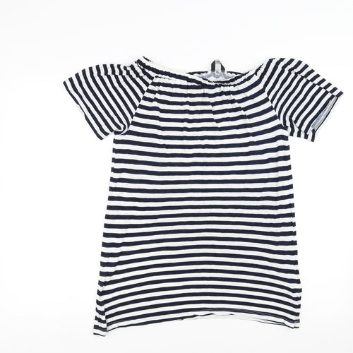 George Womens Blue Striped  Basic Blouse Size 12