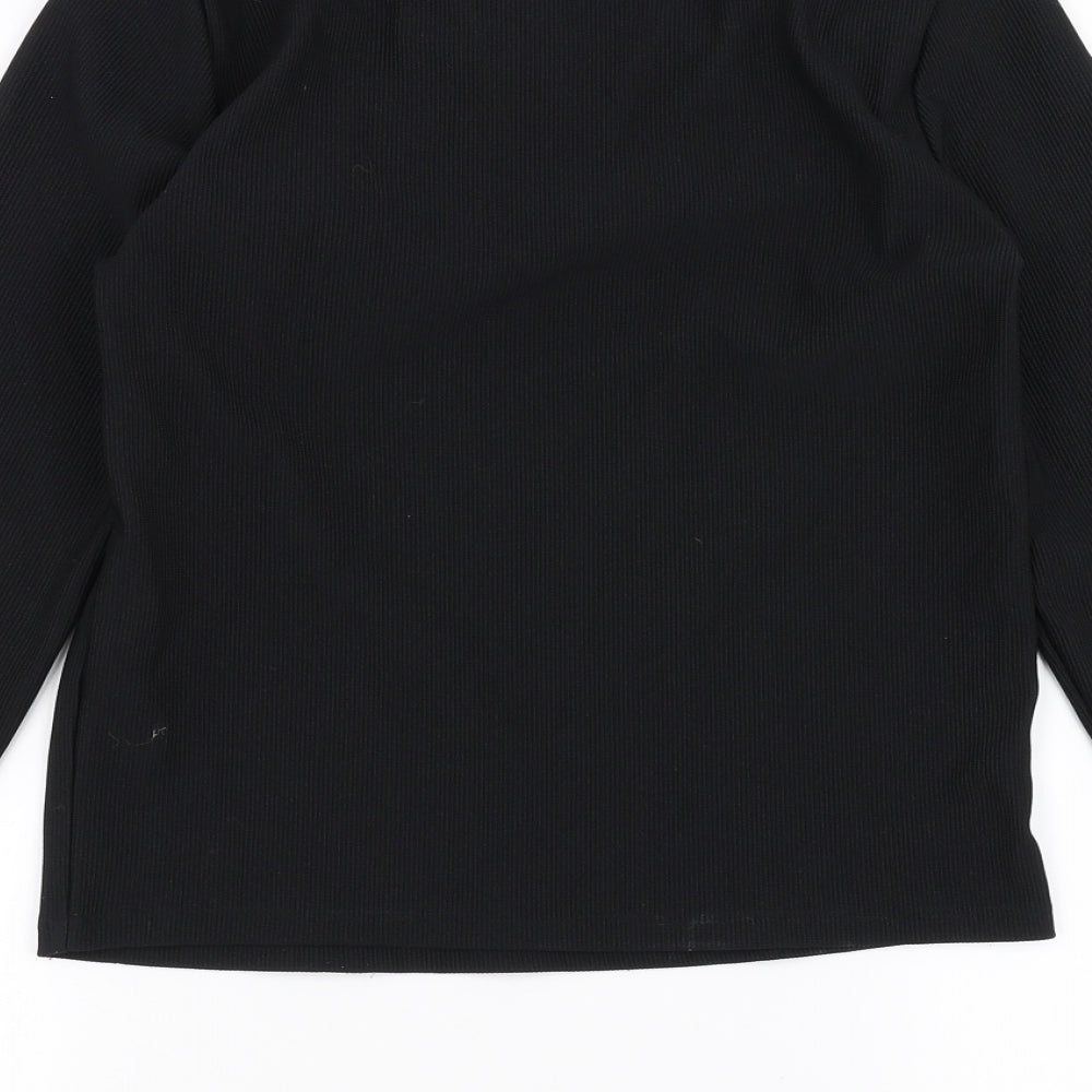 New Look Womens Black   Basic Blouse Size 16  - lace up neckline detail