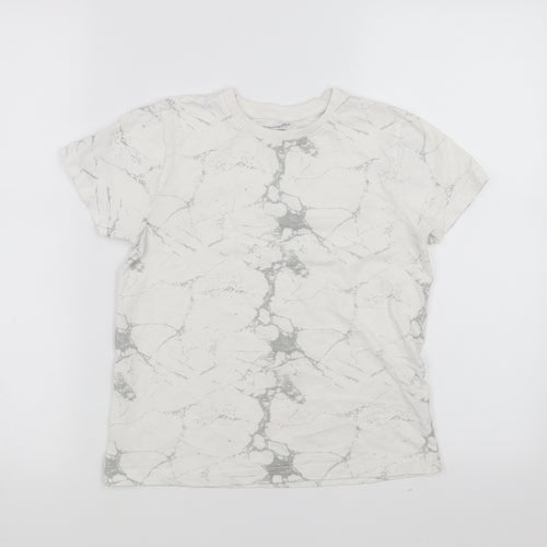 Primark Boys White   Basic T-Shirt Size 8-9 Years  - Marble effect