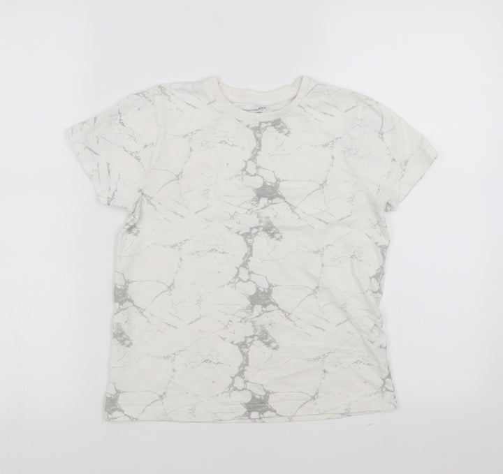 Primark Boys White   Basic T-Shirt Size 8-9 Years  - Marble effect