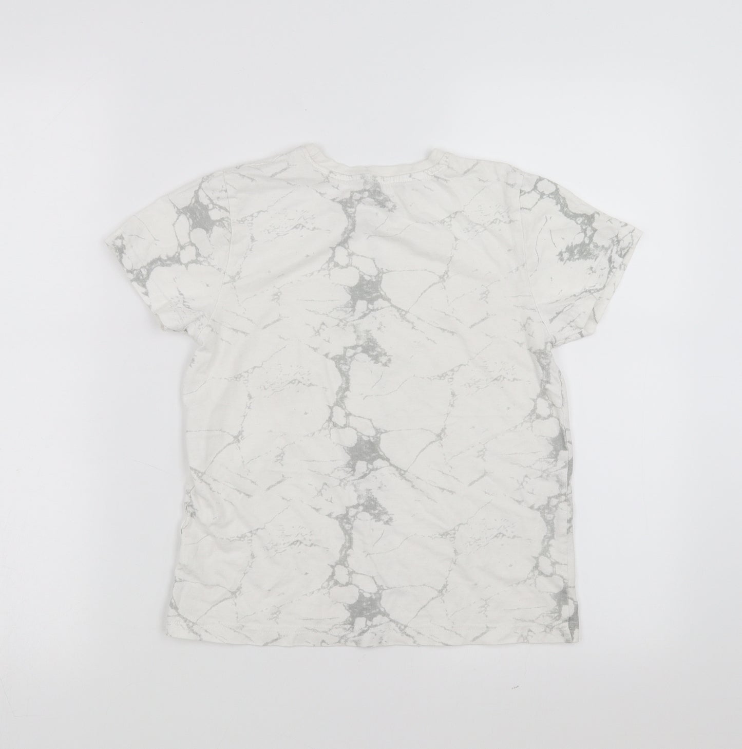 Primark Boys White   Basic T-Shirt Size 8-9 Years  - Marble effect