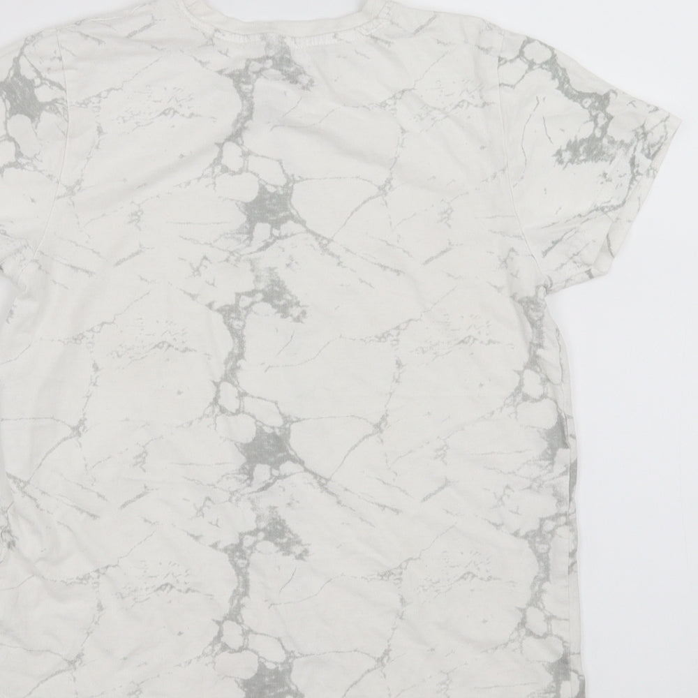 Primark Boys White   Basic T-Shirt Size 8-9 Years  - Marble effect