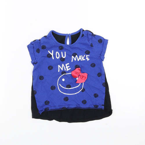 Matalan Girls Blue   Basic T-Shirt Size 18-24 Months  - you make me smile