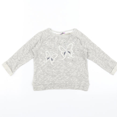 F&F Girls Beige   Pullover Jumper Size 18-24 Months  - butterflies