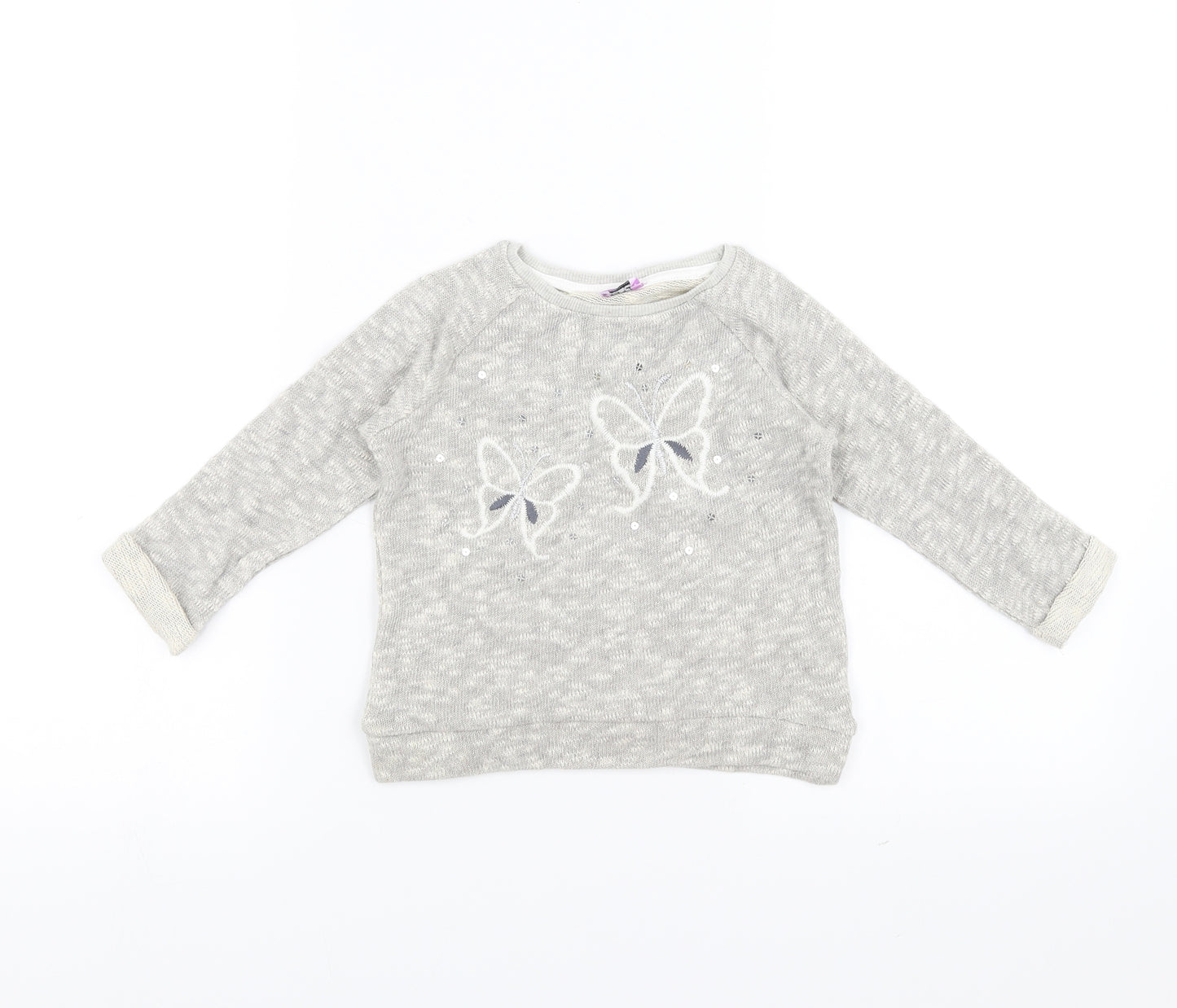 F&F Girls Beige   Pullover Jumper Size 18-24 Months  - butterflies