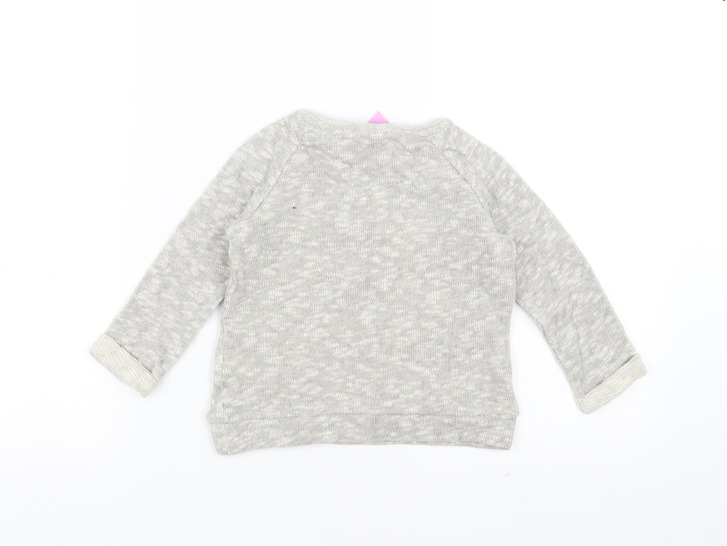 F&F Girls Beige   Pullover Jumper Size 18-24 Months  - butterflies