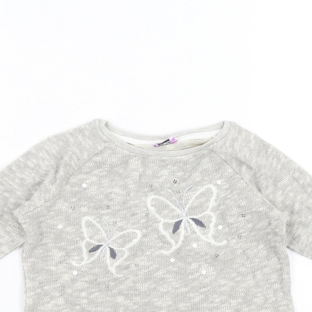 F&F Girls Beige   Pullover Jumper Size 18-24 Months  - butterflies
