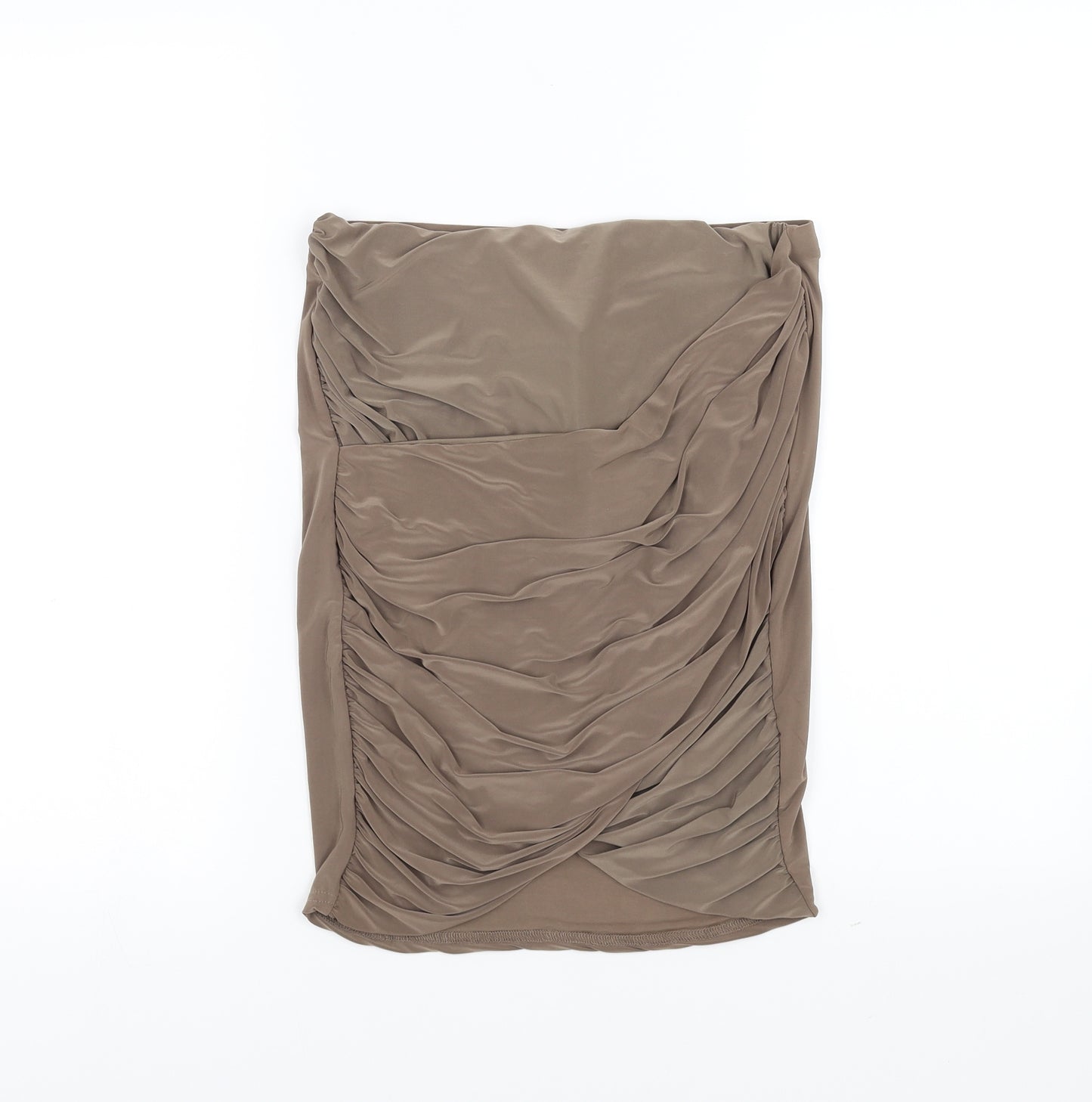 Boohoo Womens Brown   Straight & Pencil Skirt Size 10  - bodycon ruched detail