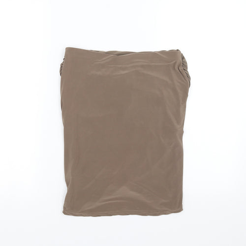 Boohoo Womens Brown   Straight & Pencil Skirt Size 10  - bodycon ruched detail